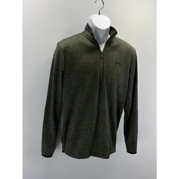 Under Armour CG Fleece Men's Small 1/2 Zip Green Long Sleeve Activewear Top - Picture 2 of 7